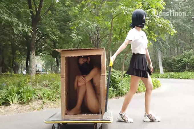 北京天使DensTinon有声音版!狗箱Nudeinthepark-Box